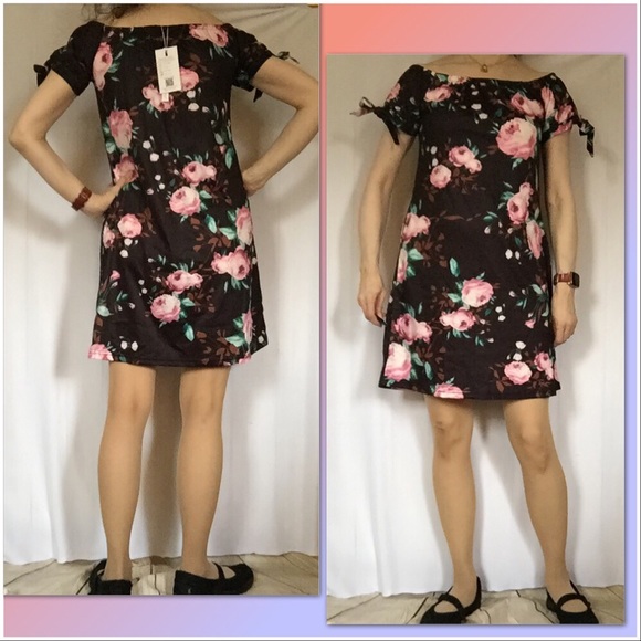 Dresses & Skirts - Spring Pink Rose Floral Print Casual Dress